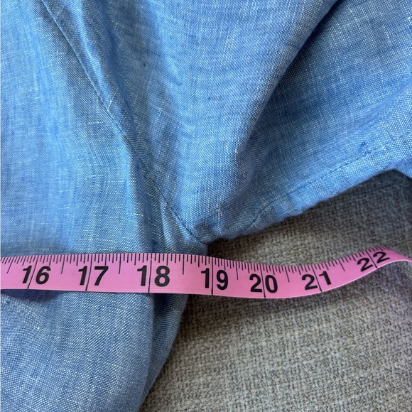 Boden Chambray Blue Long Sleeve Linen Sheath Dress Tie Waist 8L - Picture 8 of 9